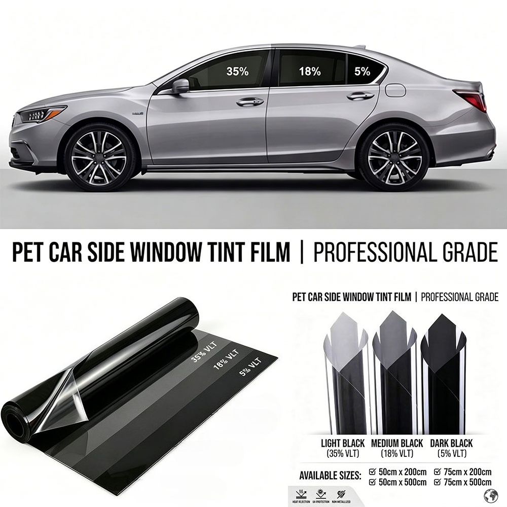 Tinted Window Film - 2m/5m 5/18/35 Prozent VLT Auto-Fenster-Sichtschutzfolie Auto-Vinyl