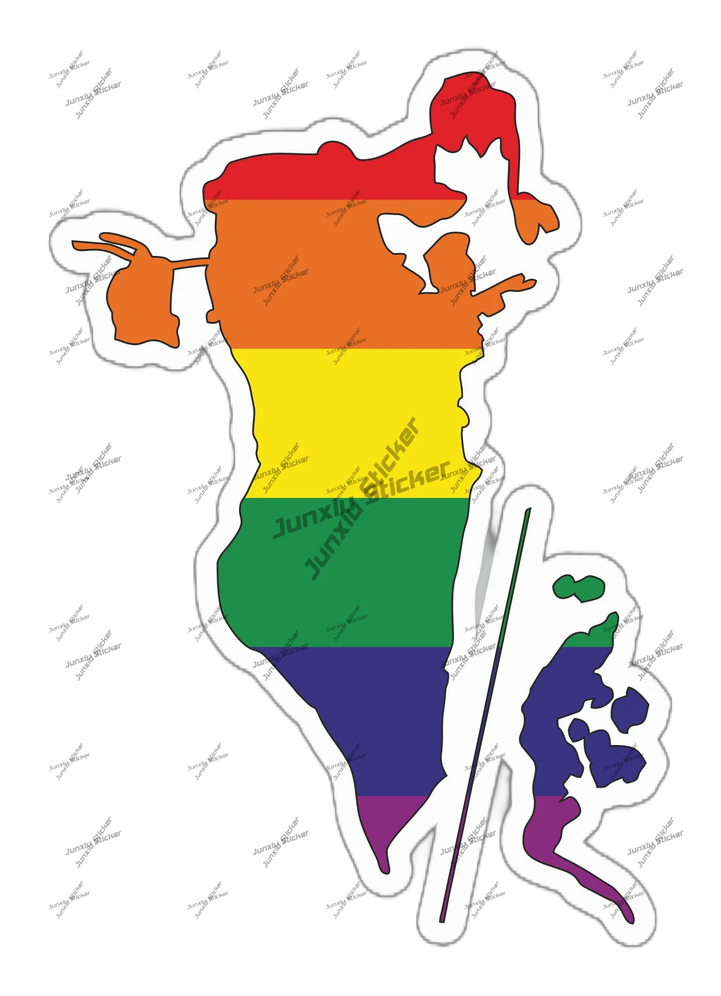 Car Accessories Bahrain - Bahrain Homosexuell Regenbogen Umriss Flagge Aufkleber