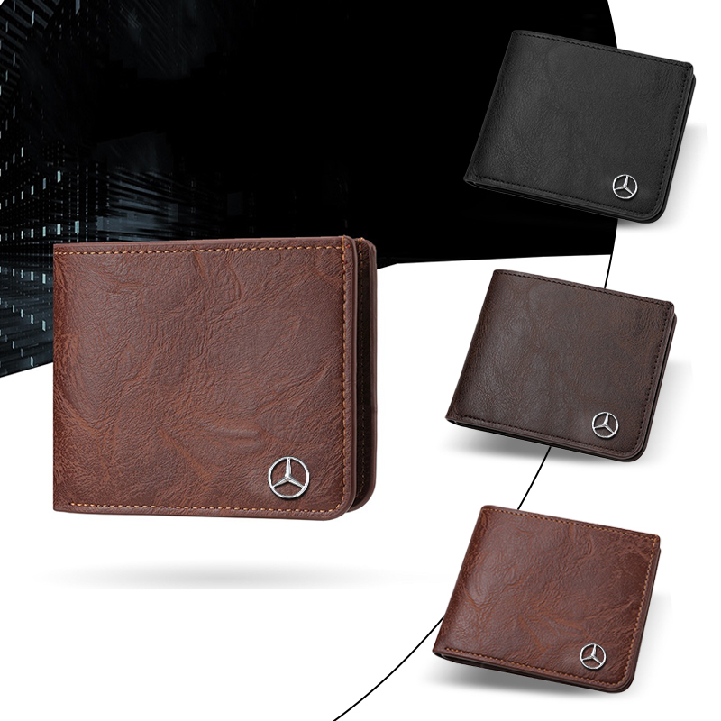 Car Accessories For Elderly - Vintage Metall-Logo Leder-Geldbörse Auto-Führerscheintasche Kreditkarten-Dokumentenhalter für