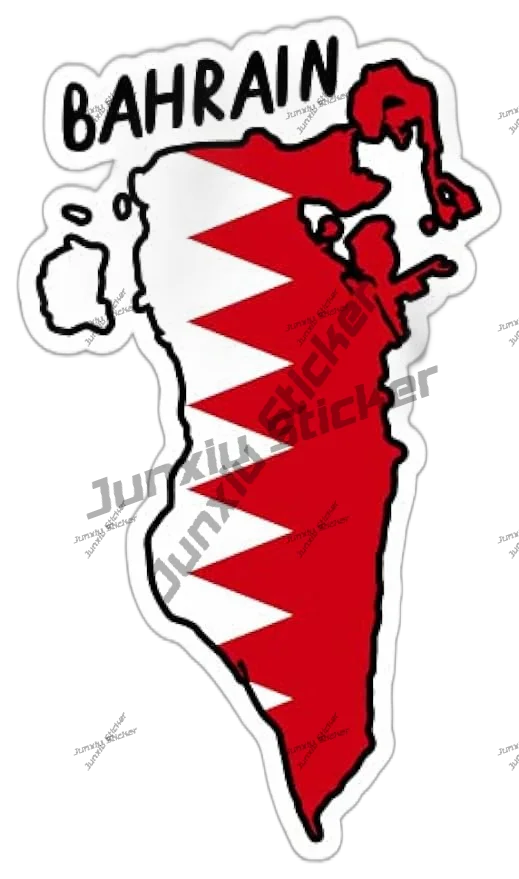 Car Accessories Bahrain - Bahrain Umriss mit Flagge Vinyl Aufkleber